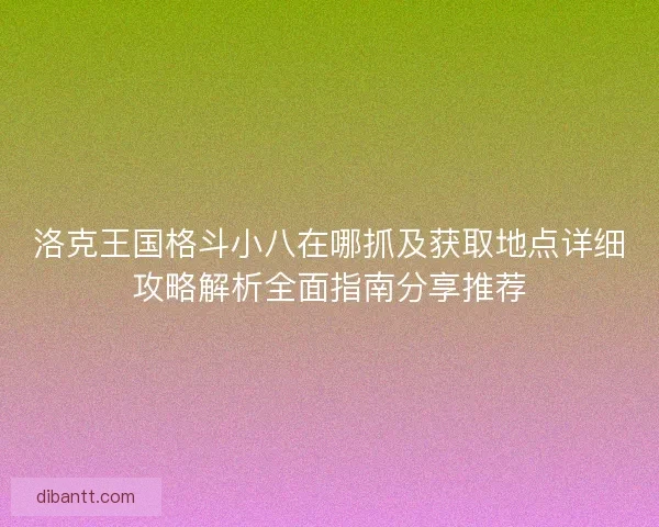 洛克王国格斗小八在哪抓及获取地点详细攻略解析全面指南分享推荐