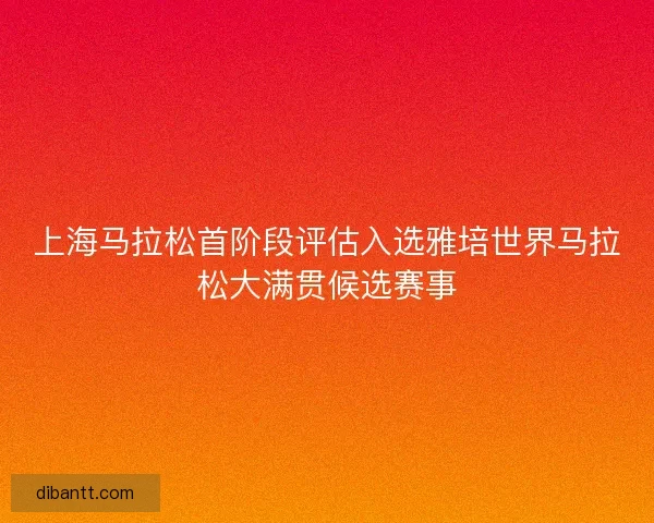 上海马拉松首阶段评估入选雅培世界马拉松大满贯候选赛事