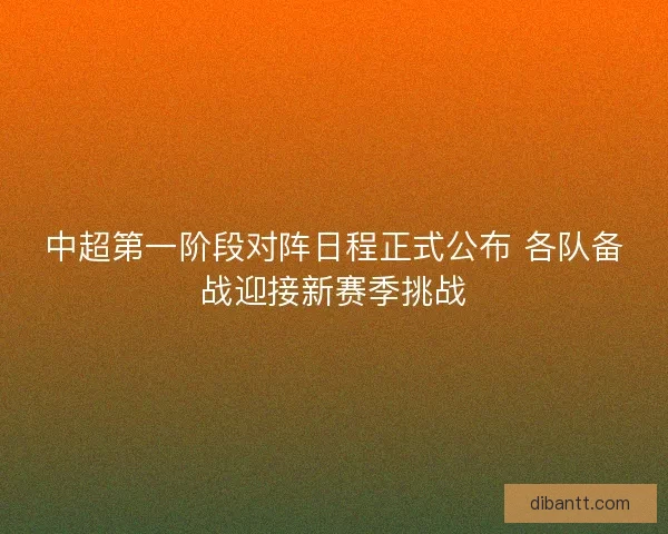 中超第一阶段对阵日程正式公布 各队备战迎接新赛季挑战