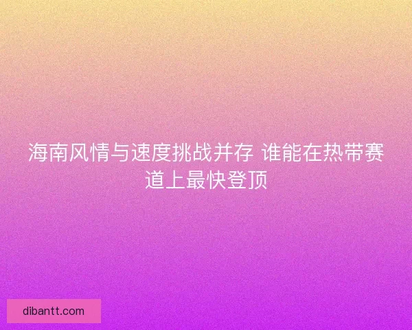 海南风情与速度挑战并存 谁能在热带赛道上最快登顶