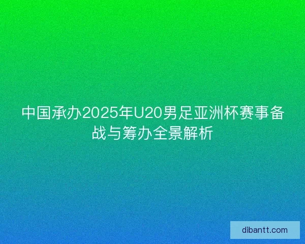 中国承办2025年U20男足亚洲杯赛事备战与筹办全景解析