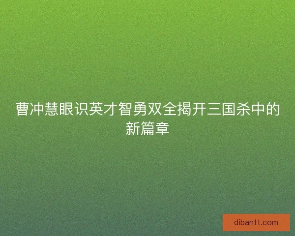 曹冲慧眼识英才智勇双全揭开三国杀中的新篇章