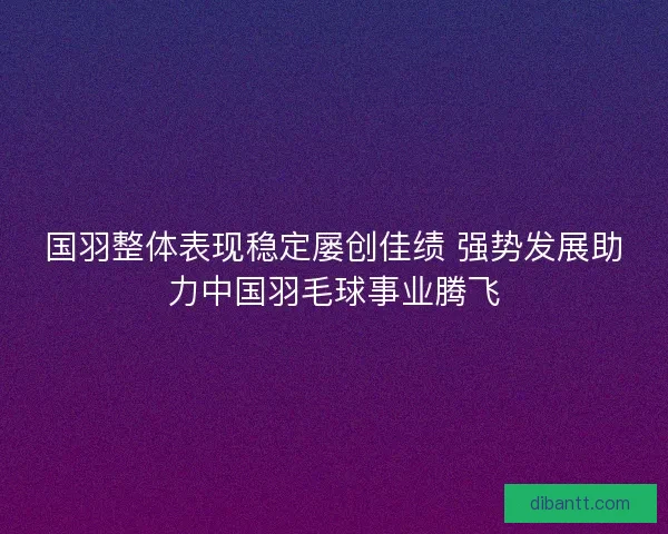 国羽整体表现稳定屡创佳绩 强势发展助力中国羽毛球事业腾飞